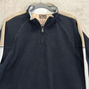 VTG Alpine Design Mens Quarter Zip Pullover Sweater Navy Blue Size Large 90s Y2K